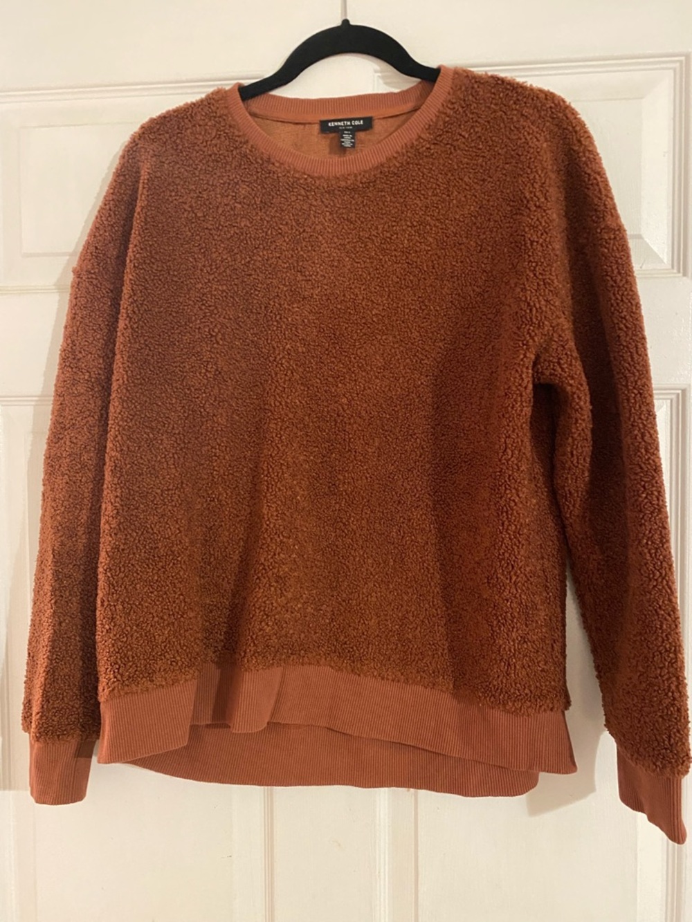 Kenneth Cole Women’s Rust Sherpa Crew Neck Pullover